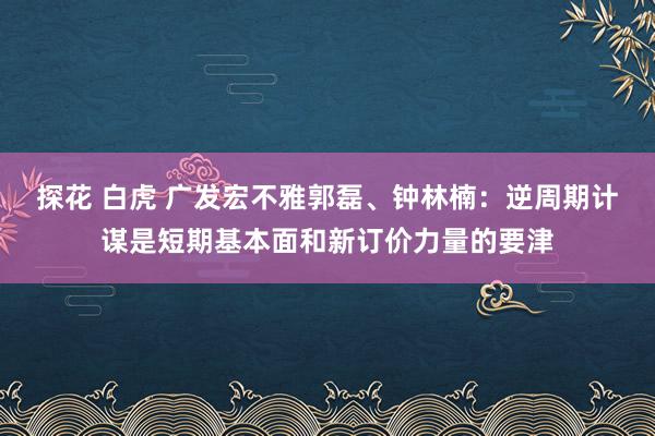 探花 白虎 广发宏不雅郭磊、钟林楠：逆周期计谋是短期基本面和新订价力量的要津