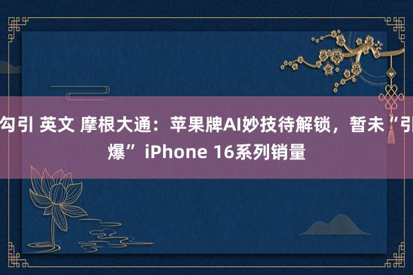 勾引 英文 摩根大通：苹果牌AI妙技待解锁，暂未“引爆” iPhone 16系列销量