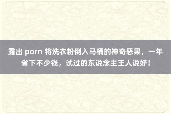 露出 porn 将洗衣粉倒入马桶的神奇恶果，一年省下不少钱，试过的东说念主王人说好！