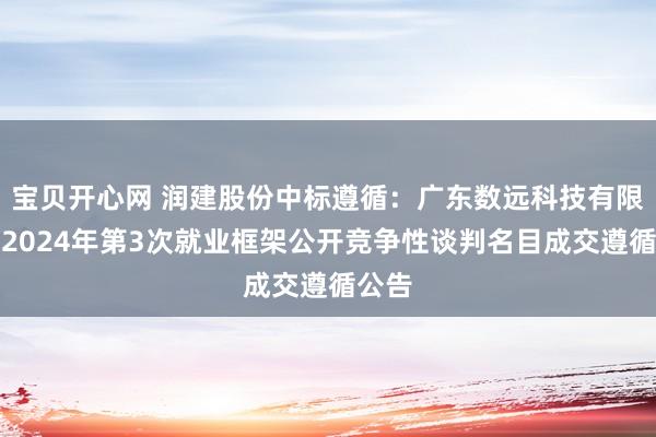 宝贝开心网 润建股份中标遵循：广东数远科技有限公司2024年第3次就业框架公开竞争性谈判名目成交遵循公告