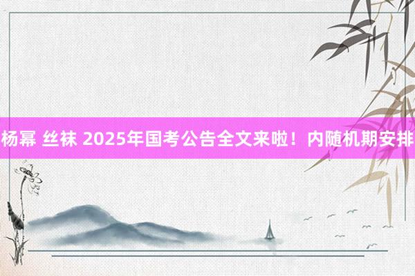 杨幂 丝袜 2025年国考公告全文来啦！内随机期安排