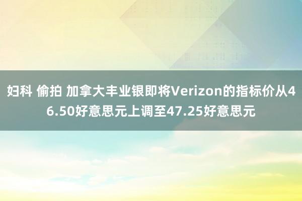 妇科 偷拍 加拿大丰业银即将Verizon的指标价从46.50好意思元上调至47.25好意思元