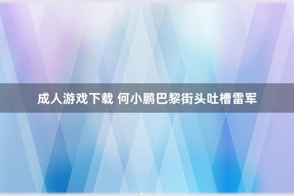 成人游戏下载 何小鹏巴黎街头吐槽雷军