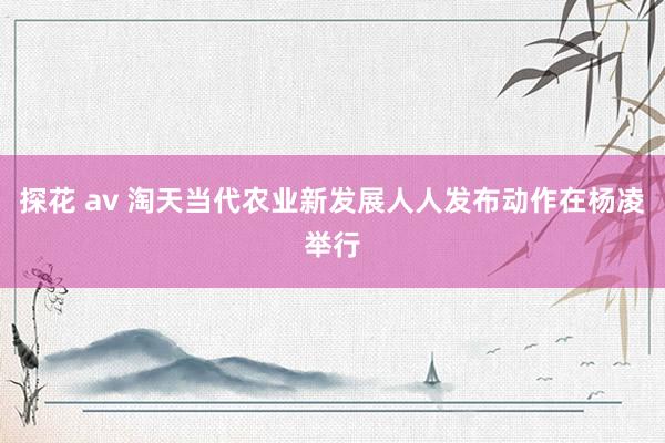 探花 av 淘天当代农业新发展人人发布动作在杨凌举行