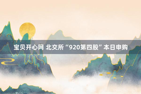 宝贝开心网 北交所“920第四股”本日申购