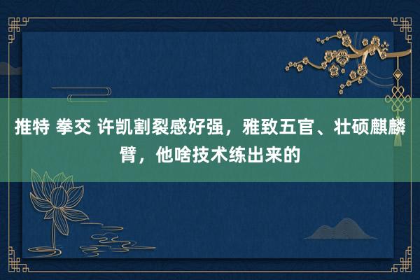 推特 拳交 许凯割裂感好强，雅致五官、壮硕麒麟臂，他啥技术练出来的