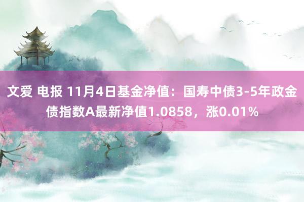 文爱 电报 11月4日基金净值：国寿中债3-5年政金债指数A最新净值1.0858，涨0.01%