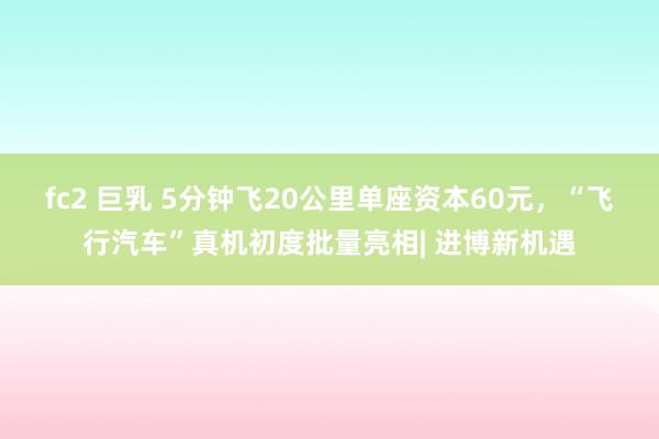 fc2 巨乳 5分钟飞20公里单座资本60元，“飞行汽车”真机初度批量亮相| 进博新机遇