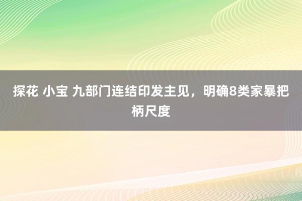 探花 小宝 九部门连结印发主见，明确8类家暴把柄尺度