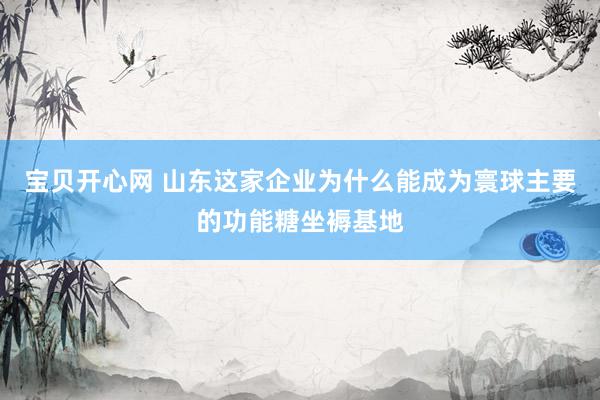 宝贝开心网 山东这家企业为什么能成为寰球主要的功能糖坐褥基地