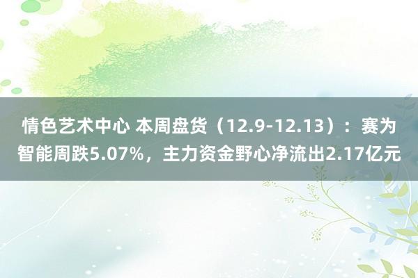 情色艺术中心 本周盘货（12.9-12.13）：赛为智能周跌5.07%，主力资金野心净流出2.17亿元