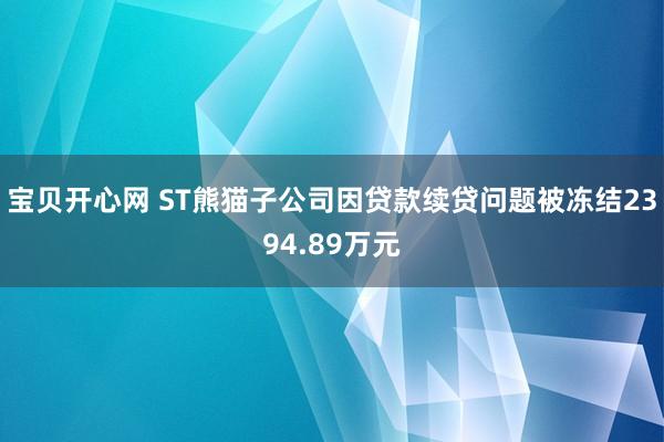 宝贝开心网 ST熊猫子公司因贷款续贷问题被冻结2394.89万元