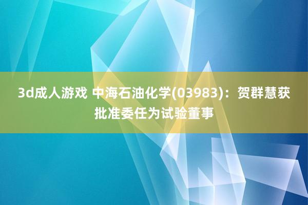 3d成人游戏 中海石油化学(03983)：贺群慧获批准委任为试验董事