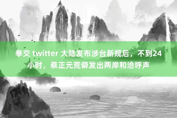 拳交 twitter 大陆发布涉台新规后，不到24小时，蔡正元荒僻发出两岸和洽呼声