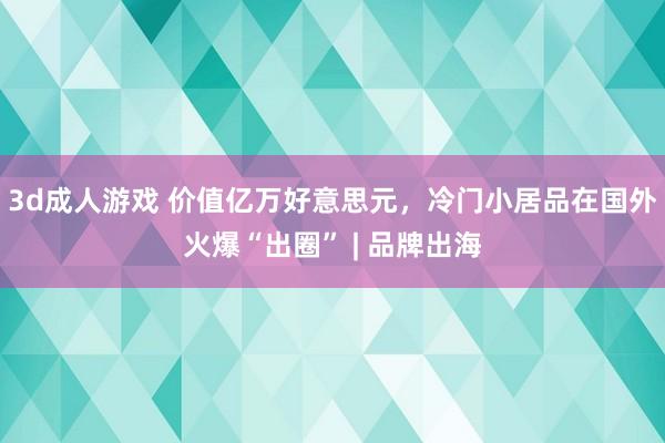 3d成人游戏 价值亿万好意思元，冷门小居品在国外火爆“出圈” | 品牌出海