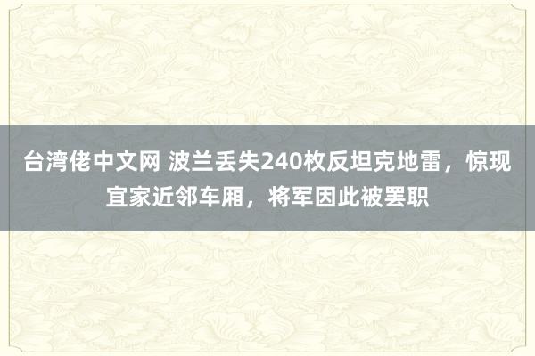 台湾佬中文网 波兰丢失240枚反坦克地雷，惊现宜家近邻车厢，将军因此被罢职