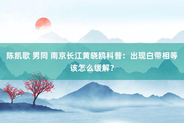 陈凯歌 男同 南京长江黄晓鸥科普：出现白带相等该怎么缓解？