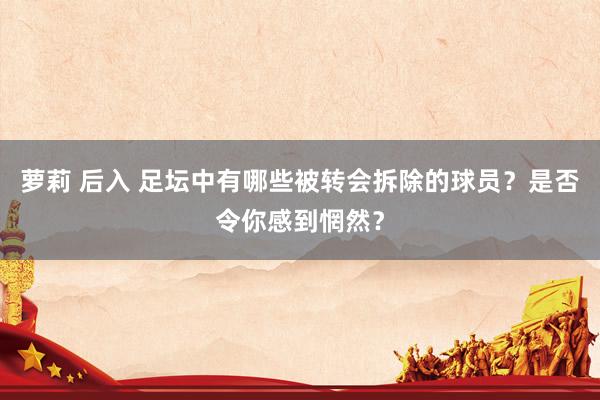 萝莉 后入 足坛中有哪些被转会拆除的球员？是否令你感到惘然？