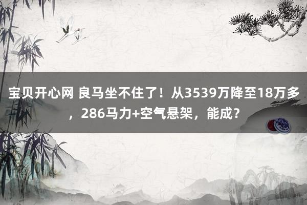 宝贝开心网 良马坐不住了！从3539万降至18万多，286马力+空气悬架，能成？